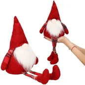 Ozdoby bożonarodzeniowe - Skrzat świąteczny 50 cm, siedzący gnom, krasnal zwisające nóżki CA0701 - miniaturka - grafika 1