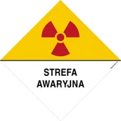 Systemy ekspozycyjne i znaki informacyjne - KA009 ZNAK OSTRZEGAWCZY DO OZNAKOWANIA STREFY AWARYJNEJ, PN - PŁYTA PCV 1MM; (230X230MM) - miniaturka - grafika 1