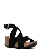 Sandały damskie - Sunbay Sandały w kolorze czarnym na koturnie - miniaturka - grafika 1