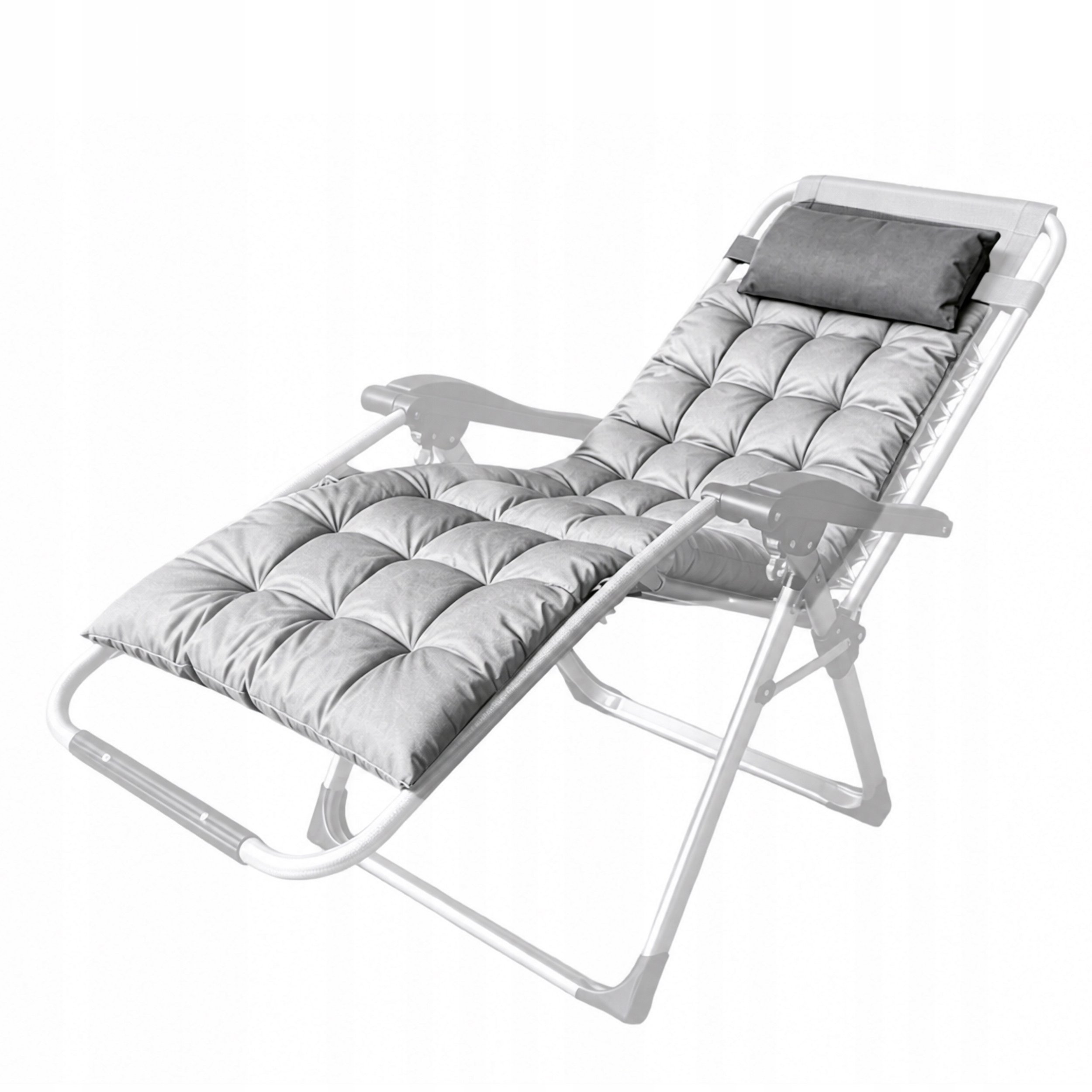 ModernHome Materac na leżak krzesło duża miękka 160 cm szary bez stelaża
