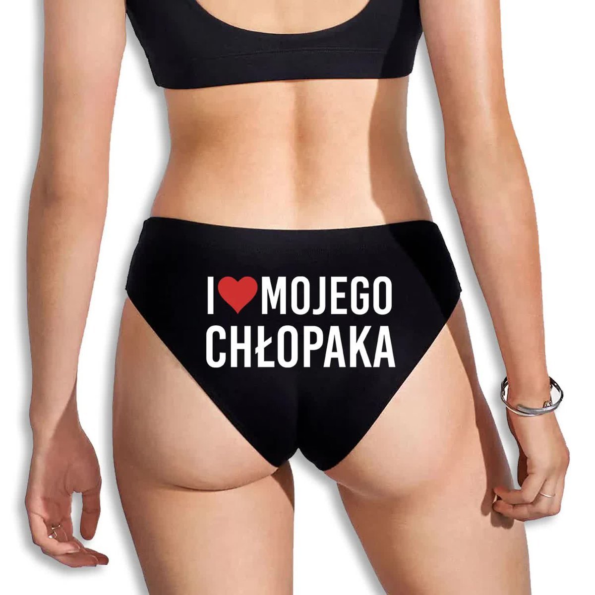 FIGI DAMSKIE Czarne Prezent Walentynki Rocznicę I LOVE MOJEGO CHŁOPAKA - S