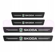 Akcesoria motoryzacyjne - OCHRONNE nakładki NAKLEJKI folia NA PROGI logo SKODA carbon 4 szt. - miniaturka - grafika 1