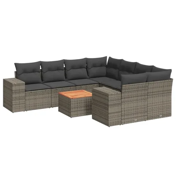 Zestaw mebli ogrodowych modułowych szary rattan PE 62 x 62 x 69 cm