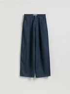 Spodnie damskie - Reserved - Jeansy wide leg z zakładkami - granatowy - miniaturka - grafika 1