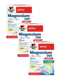 3x Doppelherz® aktiv Magnez 500 + wit. B12 + D3, 3x20 saszetek ZESTAW - Witaminy i minerały - miniaturka - grafika 1