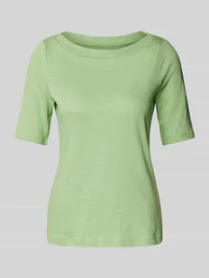 T-shirt o kroju slim fit z dekoltem w łódkę - Koszulki i topy damskie - miniaturka - grafika 1