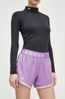 Spodenki damskie - Under Armour szorty treningowe damskie kolor fioletowy z nadrukiem medium waist - grafika 1