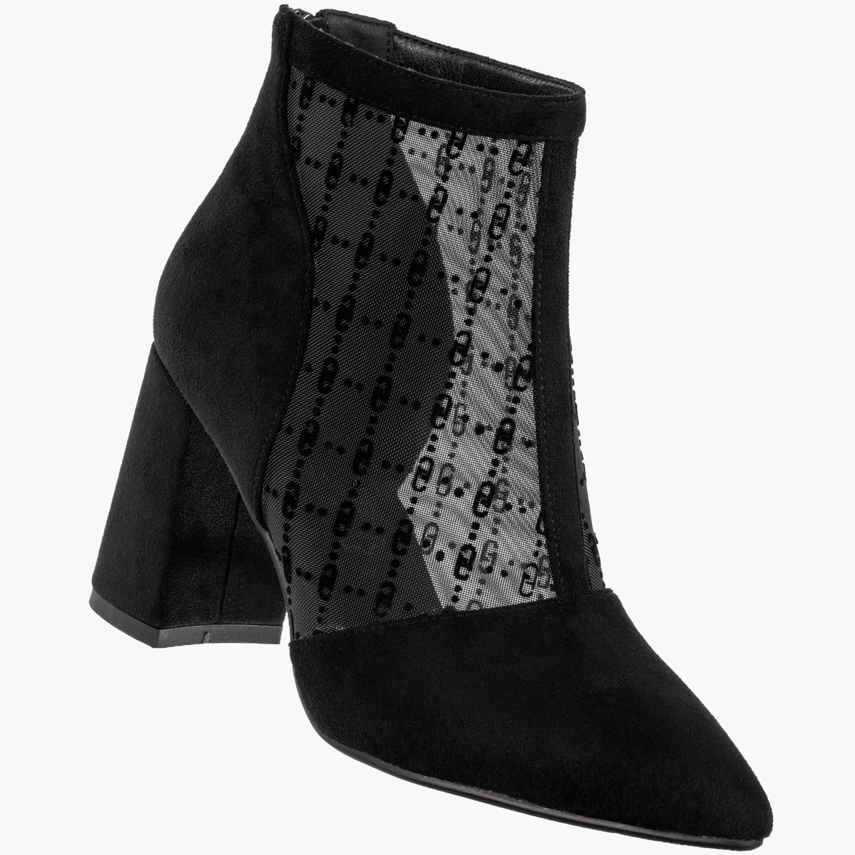 Botki Damskie Na Słupku Z Siateczką Skórzana Wkładka Eleganckie Czarne D&A LZ52-944 Czarny 38