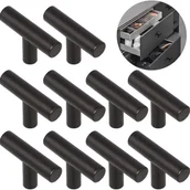 Zawiasy, okucia i inne akcesoria - Zestaw 10 aluminiowych uchwytów w kształcie litery T, szczotkowane wykończenie, łatwe w montażu, odpowiednie do drzwi szafek, szuflad, szafek, szafek - miniaturka - grafika 1