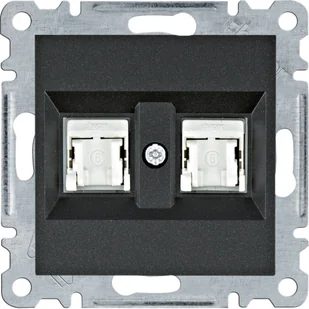 Hager Gniazdo komputerowe 2x RJ45 kat.6 UTP LUMINA - czarny mat - Gniazdka elektryczne - miniaturka - grafika 1