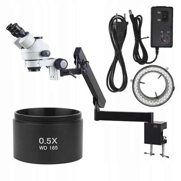 Mikroskop Trinokularowy Na Wysięgniku + Akcesoria