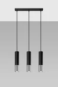 Lampy sufitowe - Sollux Lighting Lampa wisząca LOOPEZ 3L czarny/chrom - miniaturka - grafika 1