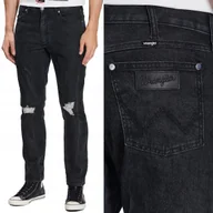 Spodnie męskie - Wrangler LARSTON SLIM DZIURY Bass Black W34 L34 - miniaturka - grafika 1