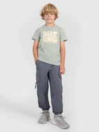 Spodnie i spodenki dla chłopców - 4F Spodnie casual cargo chłopięce - szare 122 (6-7 lat) - miniaturka - grafika 1