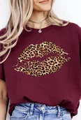 Koszulki i topy damskie - Koszulka damska usta panterka burgundowa - miniaturka - grafika 1