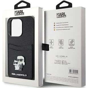 Karl Lagerfeld KLHCP15LSAPKCNPK iPhone 15 Pro 6.1" czarny/black hardcase Saffiano Cardslot Karl&Choupette Metal Pin - Etui i futerały do telefonów - miniaturka - grafika 8