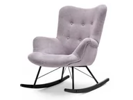 Fotele - Skandynawski Fotel Na Płozach Lauren W Jakościowej Tkaninie Puder Melanż - miniaturka - grafika 1