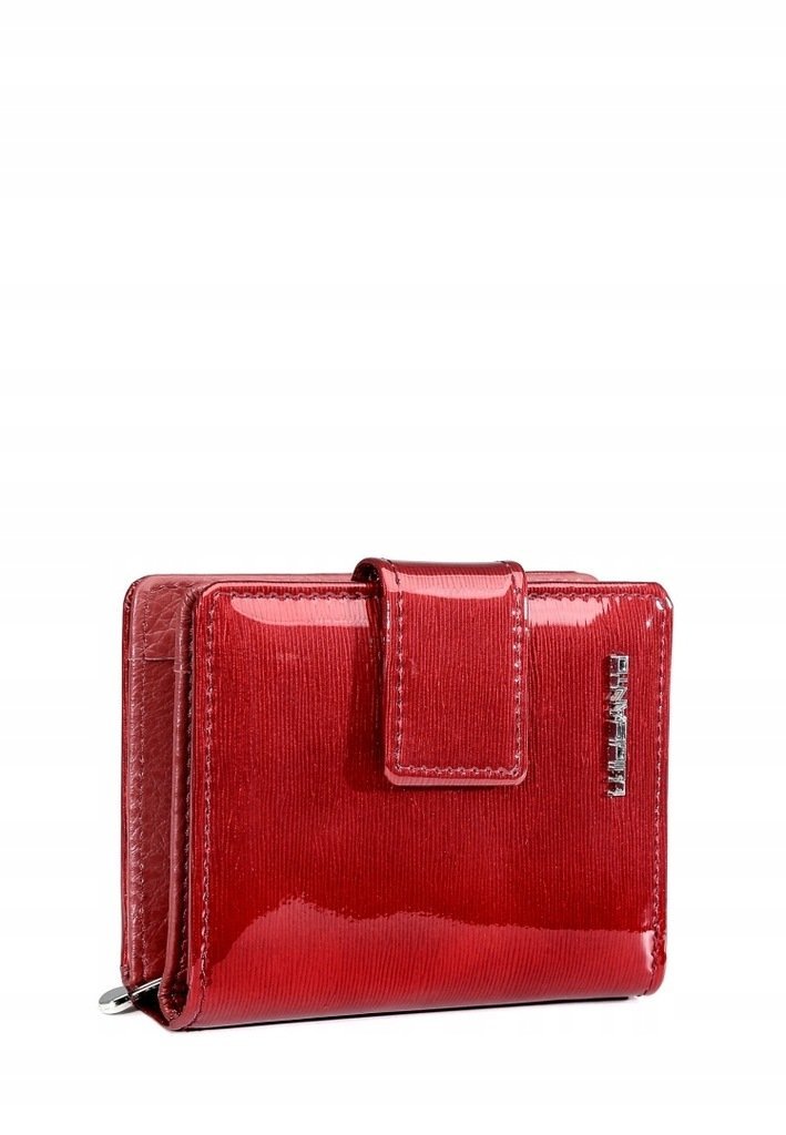 Portfel Damski Skóra Naturalna Lakierowany LUIGISANTO Czerwony Zgrabny