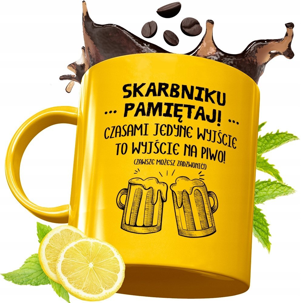 Złoty Kubek Premium Dla Skarbnika Prezent z Nadrukiem ze Zdjęciem + Opakowanie na prezent (wzór 02)