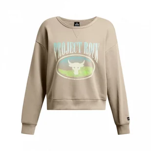 Damska bluza treningowa nierozpinana bez kaptura Under Armour Project Rock HW Terry LS Q1 - beżowa - Bluzy damskie - miniaturka - grafika 1