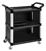 Wózki na żywność - Wózek kelnerski 3-półkowy, zabudowany z 3 stron, z polipropylenu 1020x500x950 mm TECHNICA, Silver Line - miniaturka - grafika 1