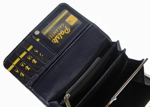 Wygodny Portfel Damski MARCO (PL) 16 cm Klamra Skóra Naturalna NIEBIESKI LAKIEROWANY PD-09 - Portfele - miniaturka - grafika 8