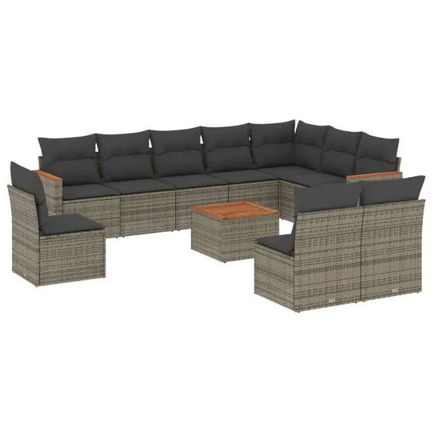 Zestaw mebli ogrodowych modułowych szary rattan PE, wymiary: 62 x 62 x 69