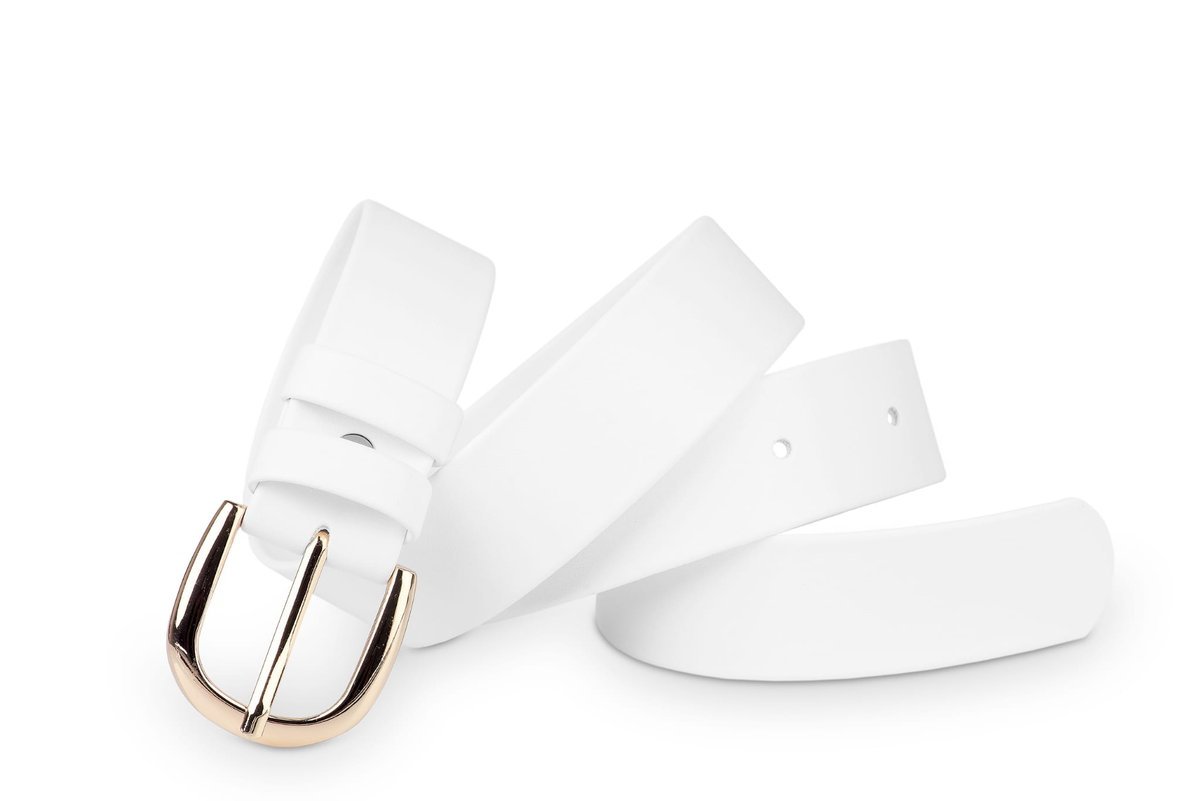 Pasek damski klasyczny biały mat 3 cm