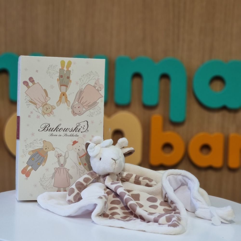 Przytulanka dla dzieci - Żyrafa Lucy z lamówką białą, 30 cm (Bukowski Design)