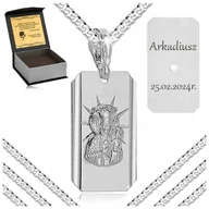 Naszyjniki męskie - Srebrny Naszyjnik Męski + Medalik Matka Boska 925 + Grawer Na Komunię 55 Cm - miniaturka - grafika 1