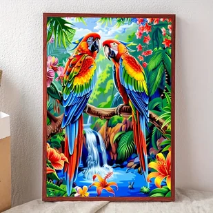 TEMU 5D okrągły zestaw do malowania diamentów 15,75x19,69 cala - Tropical Parrot Double Mosaic Art - Pełny diamentowy płótno, z narzędziami, - Rękodzieło - miniaturka - grafika 1