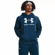 Bluzy sportowe męskie - Męska bluza dresowa nierozpinana z kapturem Under Armour UA Rival Fleece Logo HD - granatowa - UNDER ARMOUR - miniaturka - grafika 1