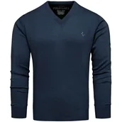 Swetry męskie - Sweter męski w serek kolor jeans Recea - miniaturka - grafika 1