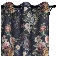 Zasłony - Voppi Zasłona na przelotkach kółkach 140 x280 ciemna zasłona w kwiaty elegancka dekoracja do salonu pokoju sypialni - miniaturka - grafika 1