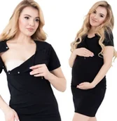 Piżamy ciążowe - Formommy Koszula Nocna Ciążowa Do Karmienia Basic Czarna M - miniaturka - grafika 1