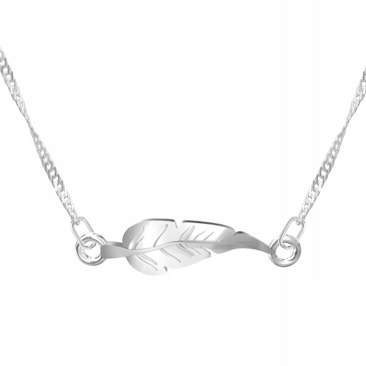 Naszyjnik Srebrny z Piórkiem Piórem Wisiorek Pióro Piórko SREBRO 925