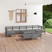 Meble ogrodowe - vidaXL Lumarko 10-cz. zestaw wypoczynkowy do ogrodu, szary, drewno sosnowe 3083441 - miniaturka - grafika 1