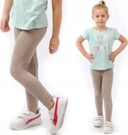 Legginsy - Legginsy dziecięce długie bawełniane klasyczne Beżowe 104 - miniaturka - grafika 1