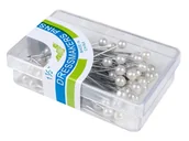 Pinezki - [640101] Szpilki krawieckie z perełką 35mm 80 sztuk białe - miniaturka - grafika 1