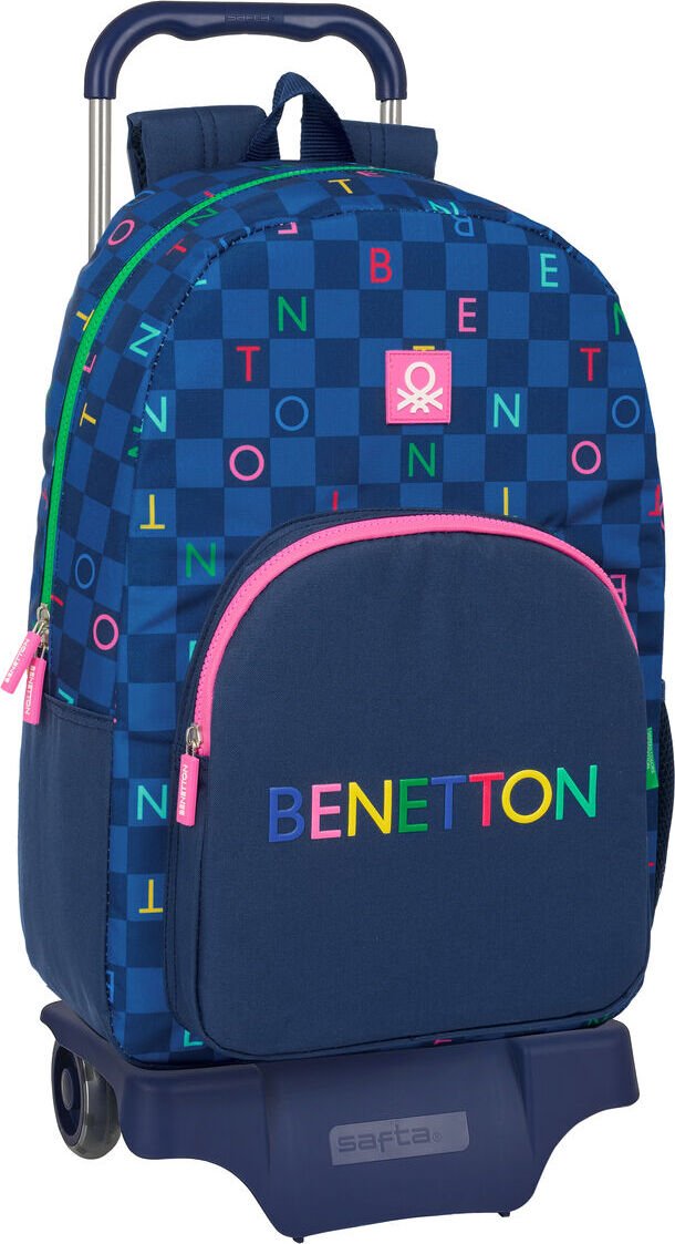 Plecak szkolny na kółkach Benetton Damero Granatowy 30 x 46 x 14 cm