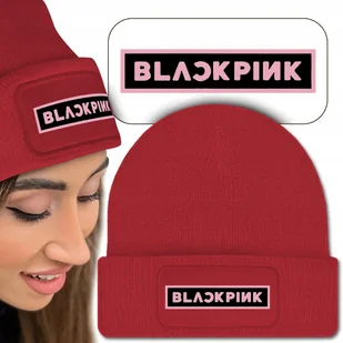 Ciepła Zimowa Czapka Czerwona BLACKPINK Top Wzory - Czapki damskie - miniaturka - grafika 1