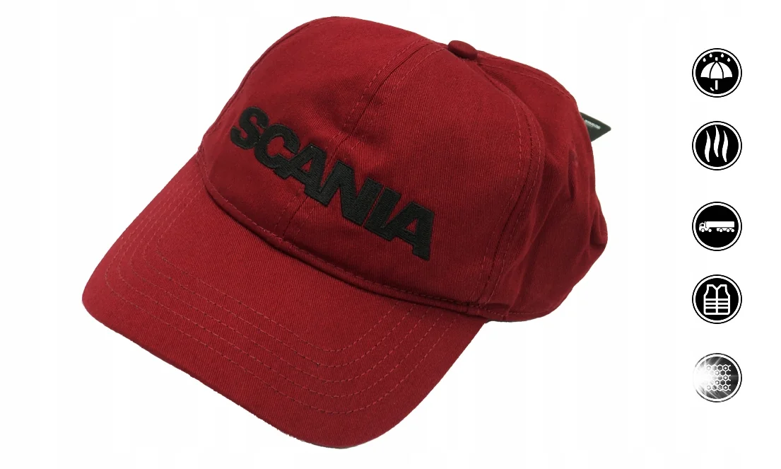 ORYGINALNA CZAPKA Z DASZKIEM BEJSBOLÓWKA KIEROWCY SCANIA BURNT RED
