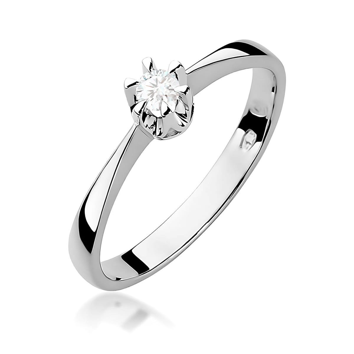 Pierścionek z białego złota Au 585 z diamentem 0,10ct rozmiar 10