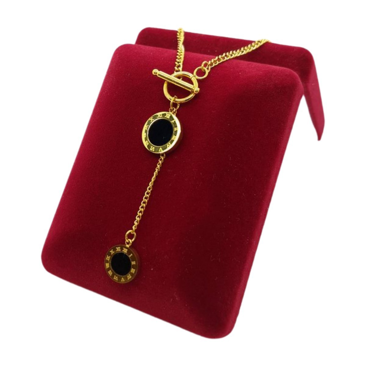 Celebrytka z Zegarami z Czarnym Oczkiem - Pozłacana Stal Chirurgiczna