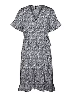 VERO MODA Sukienka damska VMHENNA 2/4 WRAP Frill Dress WVN NOOS, Ombre Blue/Aop: mini Henna Vic, XL - Sukienki - miniaturka - grafika 1