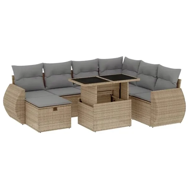 Zestaw wypoczynkowy rattan PE beżowy 62x62x69cm