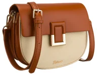 Torebki damskie - Modna beżowo - brązowa listonoszka damska z klapką PETERSON skóra ekologiczna ozdobne zapięcie kieszonki mała miejska torebka na ramię odpinany regu.. - miniaturka - grafika 1