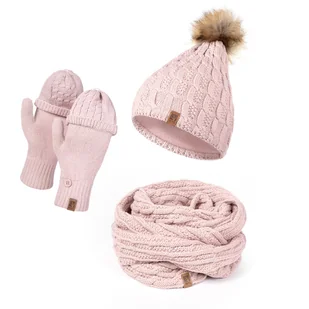 Damski Zestaw Zimowy Czapka Komin Rękawiczki Hz0009 Heyo - Czapki damskie - miniaturka - grafika 1