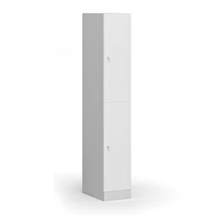 Szafka ubraniowa ze schowkami, 2 schowki, 1850 x 300 x 500 mm, zamek cylindryczny, drzwi laminowane, biała - Szafki biurowe - miniaturka - grafika 1