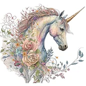 Pasmanteria - Naprasowanka Jednorożec kwiaty art sztuka 7 - miniaturka - grafika 1